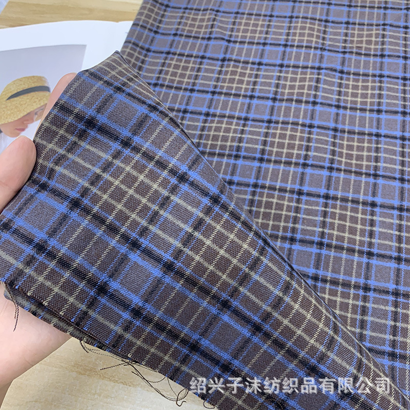 In stock A- 91400# spring and autumn high quality TR brushed plaid fabric suit suit skirt material Maillard fabric
