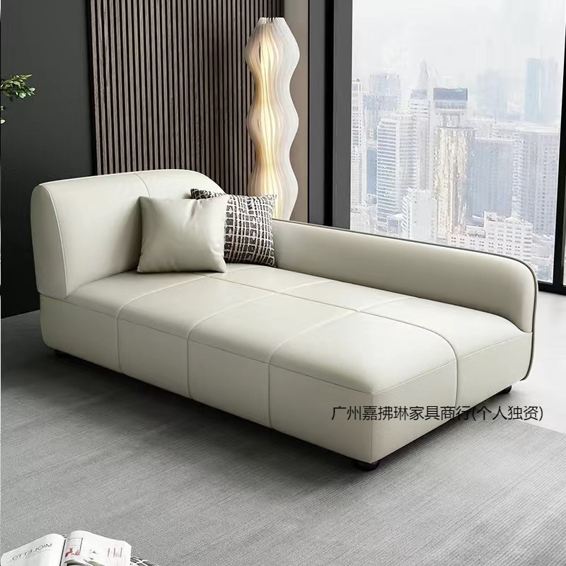 New Waterproof and Wear-Resistant Cat-Scratch Leather Chaise Lounge Living Room Bedroom Fully Equipped Solid Wood Sofa Single Chaise Lounge Chair