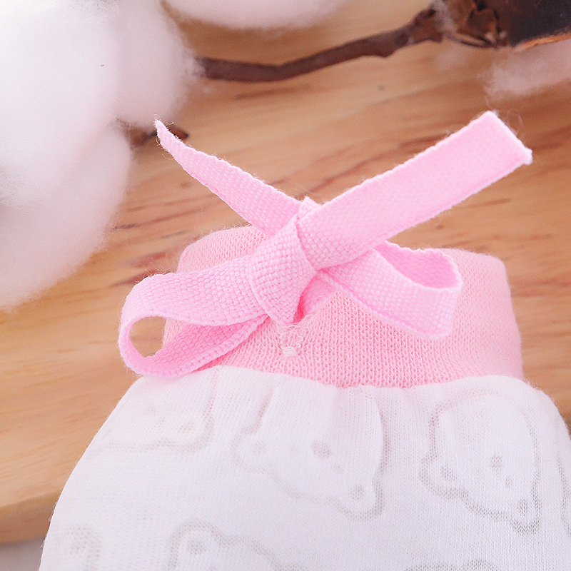 Baby Anti-Scratch Mesh Small Gloves Summer Thin Breathable Cool Flower Bear Drawstring Lace Baby Adjustable Gloves