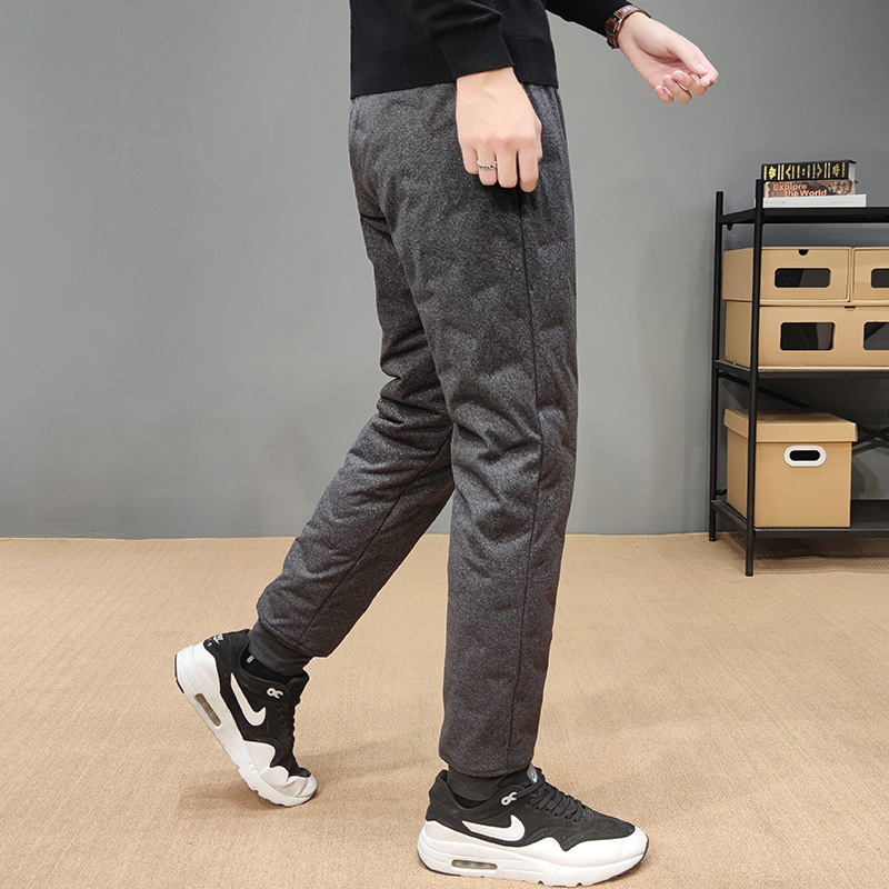 Tiktok fast delivery generation down pants men's inner wear middle-aged and elderly elastic liner thickened slim warm down pants