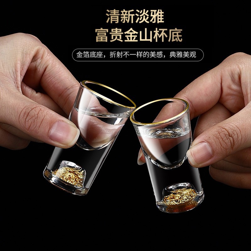 Wholesale Liquor Dispenser Creative Gold Foil Jinshan Liquor Glass Crystal Glass Liquor Measurer Dispenser Bullet Cup