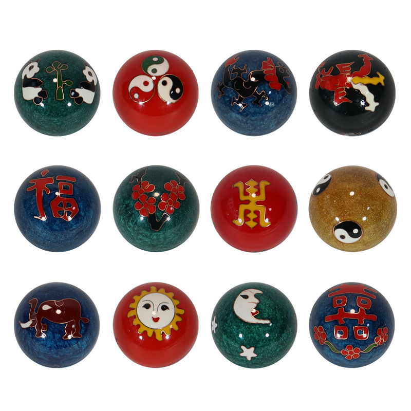 Foreign Trade Cross-Border Beijing Cloisonné Handball Craft Gift Filigree Enamel Low Temperature Hand Turning Ring Massage Fitness Ball