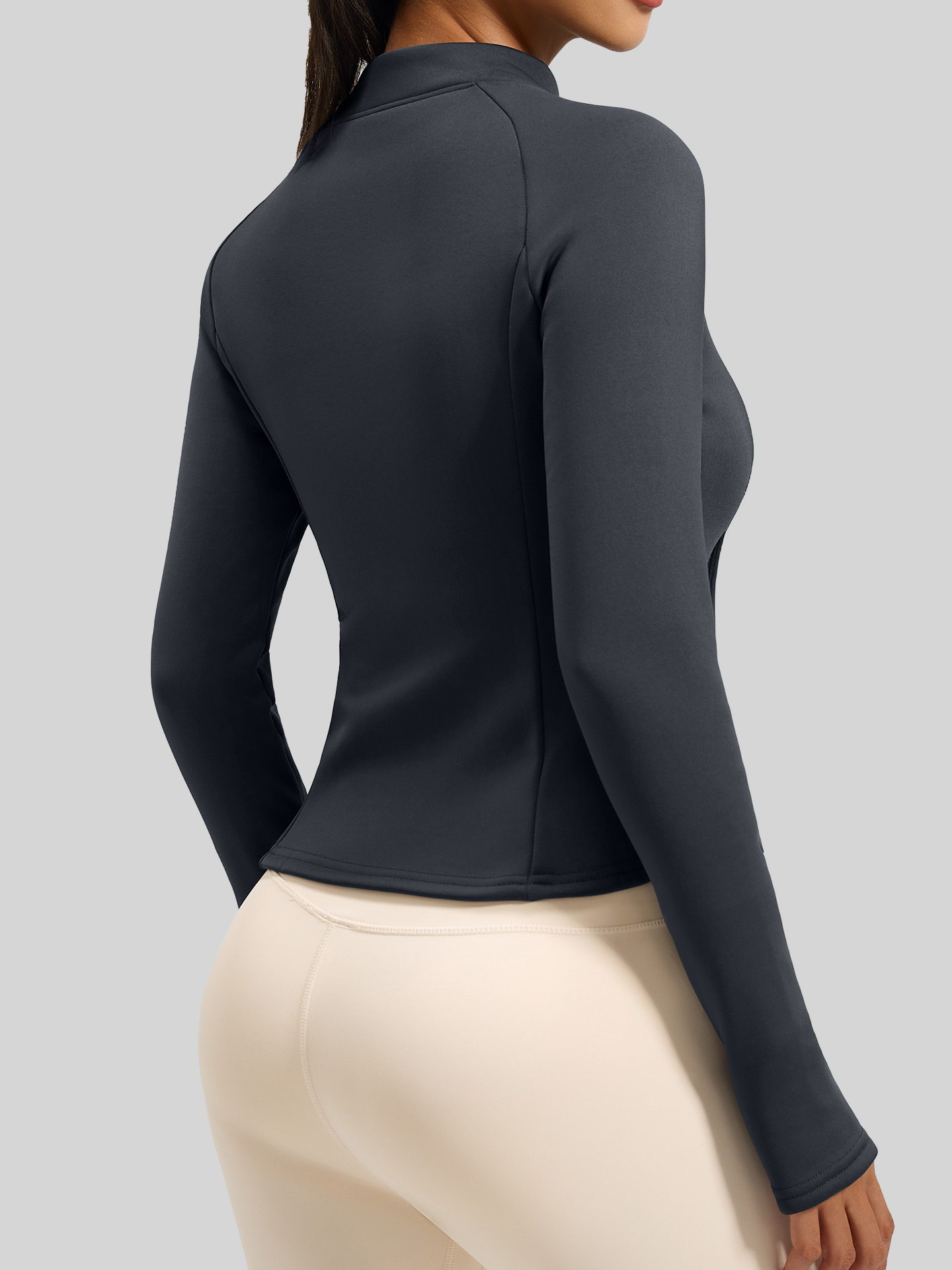 Juyitang Honey Peach Velvet Collar Pocket Coat Autumn and Winter New fleece-lined Thickened Warm Collar Yoga Clothes