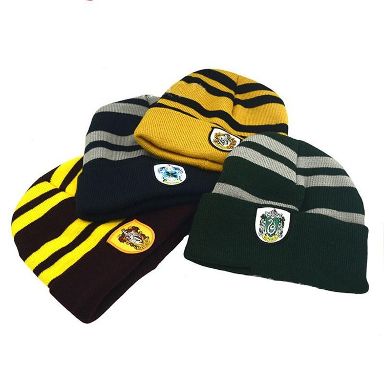 Badge Hat Harry College Peripheral Film Knitted Wool Warm Women's Winter Fashion Korean COS Cap