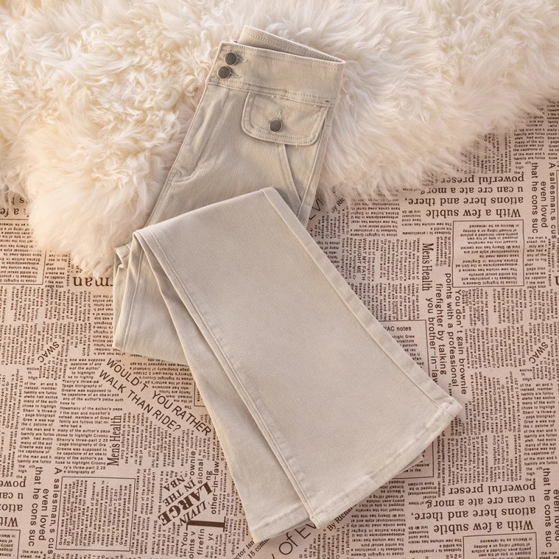 Off-White Bootcut Jeans for Women Spring 2025 New High-Waist Slimming Look Petite Elegant Flared Pants for Women