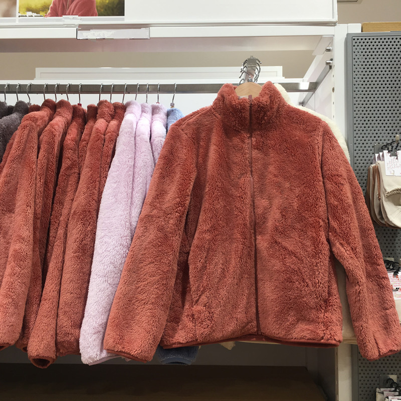 2024 Autumn and Winter Long Fleece Coral Velvet Cardigan Stand Collar Polar Fleece Jacket Warm Fur Outwear for Women 449753