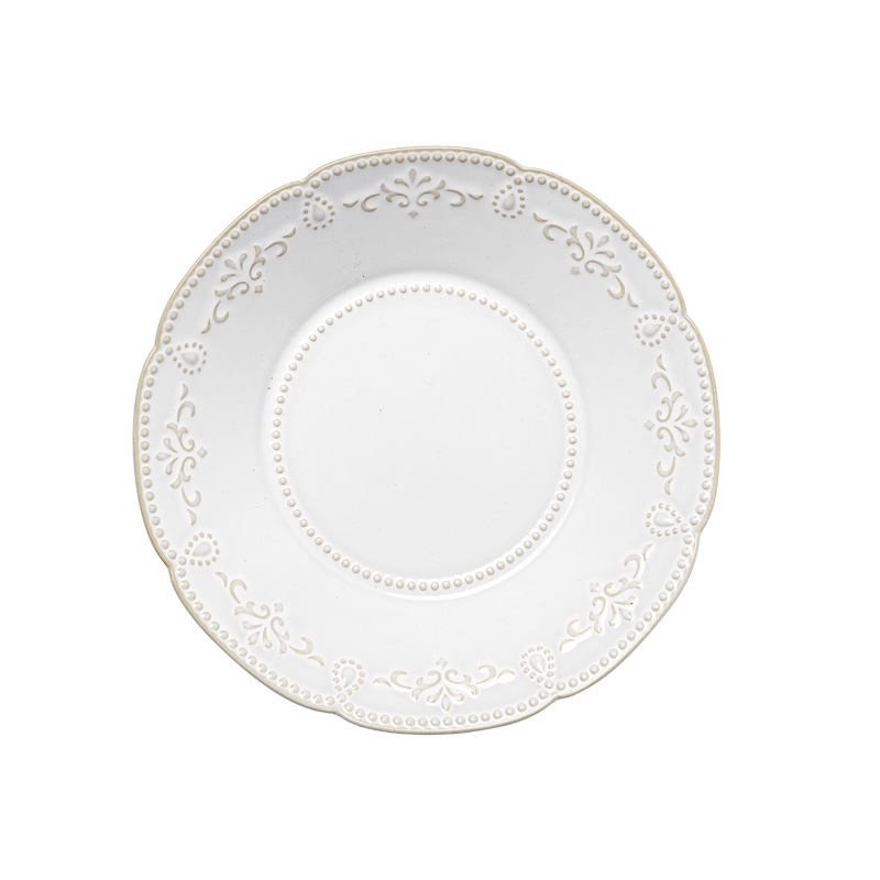 Huaxi series vintage embossed Palace style ceramic tableware salad bowl noodle bowl dinner plate snack plate dish suit
