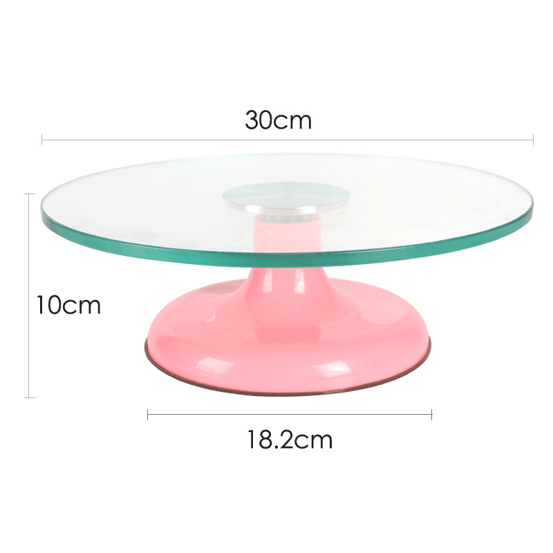Tempered Glass Decorating Table Rotating Cake Baking Mold Tools Solid Non-slip Decorating Table Cake Turntable