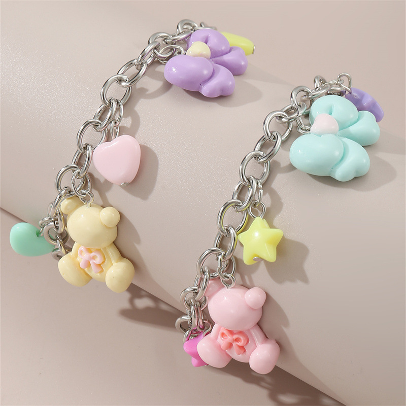 Children's Bear Pendant anklet Bohemian Beach Style Summer Refreshing Bow Girl's Cute Foot Jewelry