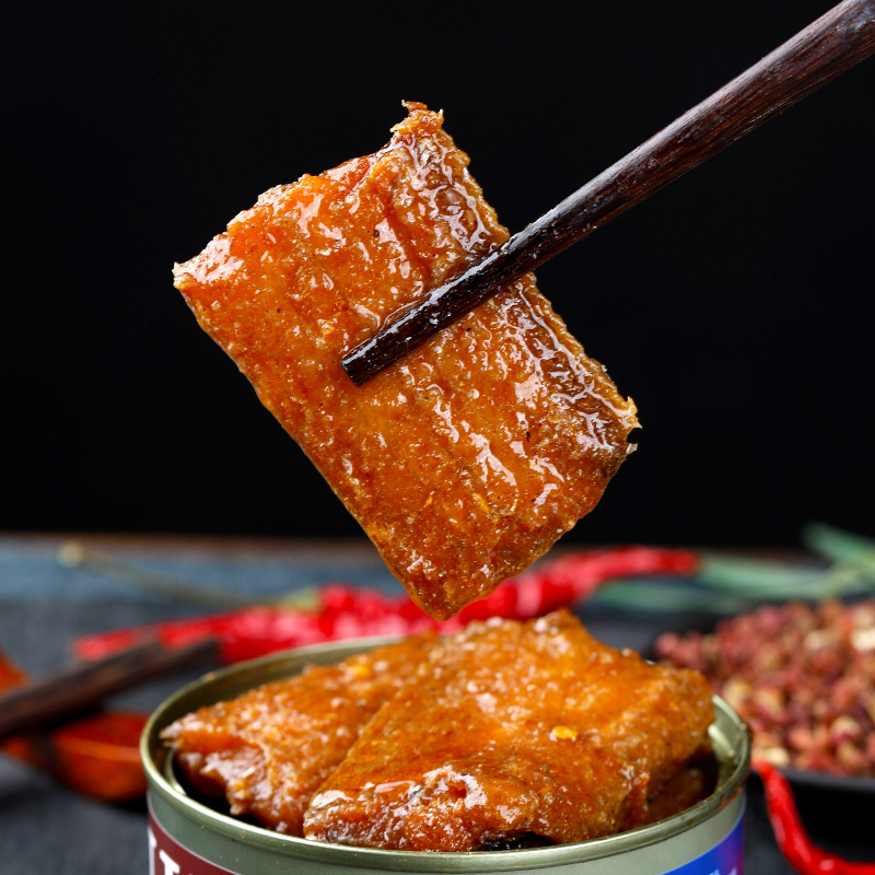 Spiced/spicy canned hairtail 100g seafood cooked food instant canned TikTok fast hand live broadcast with goods