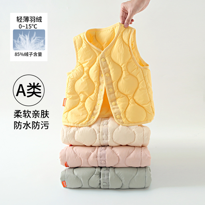 Пуховик без рукавов для детей с 90% белым утиным пухом, легкий жилет для мальчиков и девочек, корейский стиль, теплый безрукавный жакет