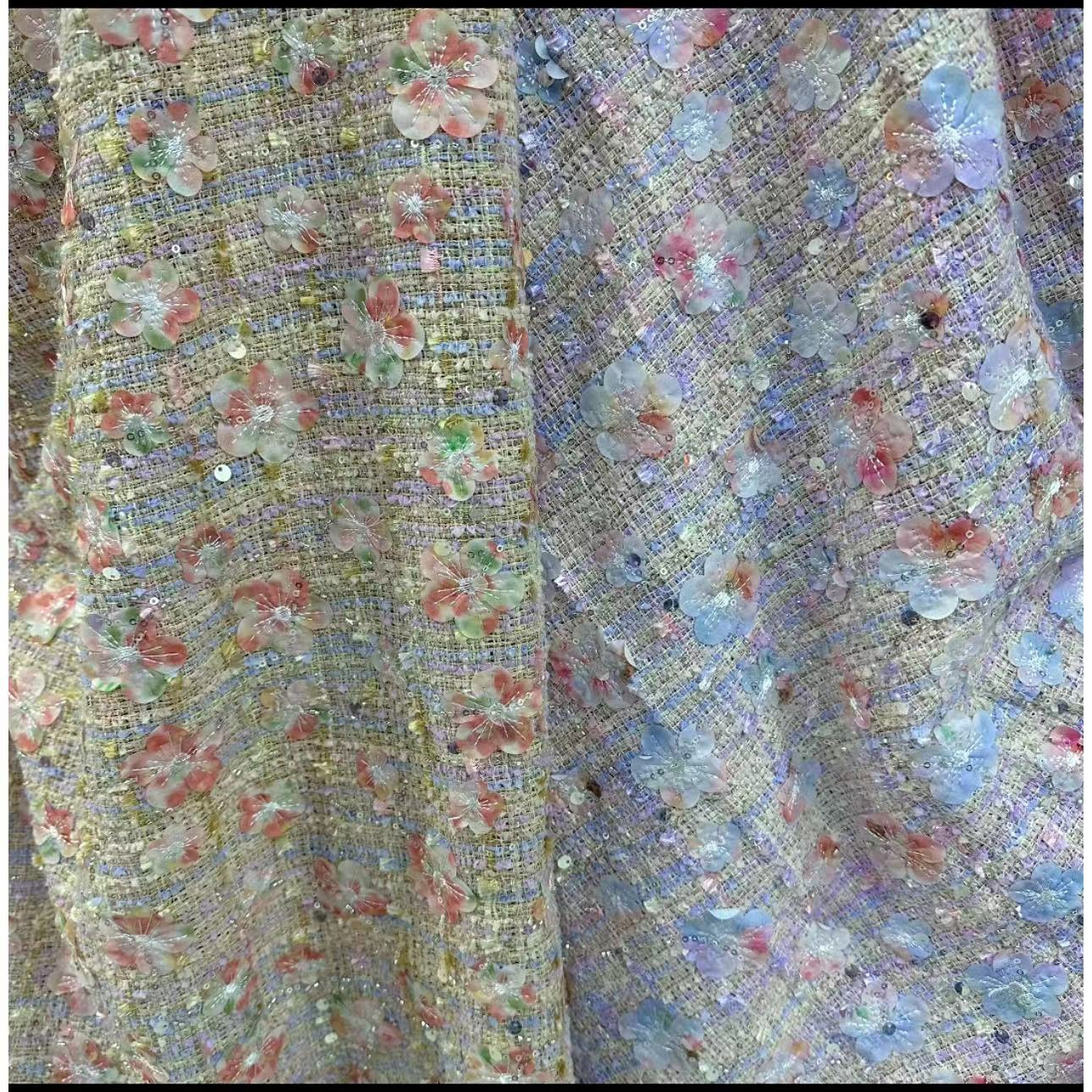 Прямые продажи шершащей ткани, твидовая, с вышивкой, для пальто и платьев осенне-зимней коллекции