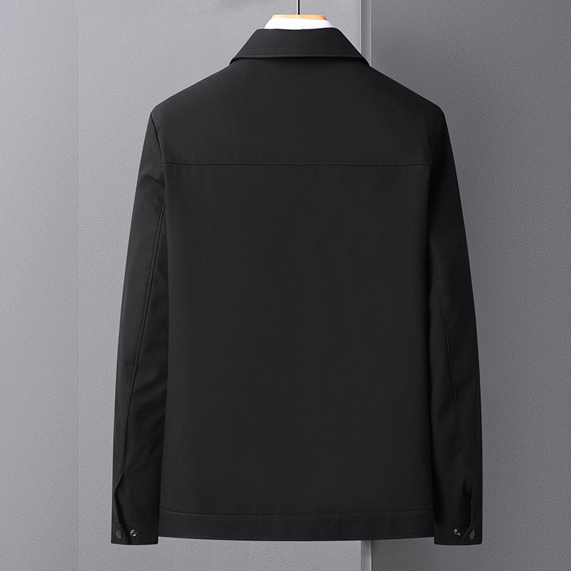 9821 Middle-Aged Dad's Autum Thin Outwear Lapel Middle-Aged and Elderly Cadres Jacket Men's Winter Fleece-Lined