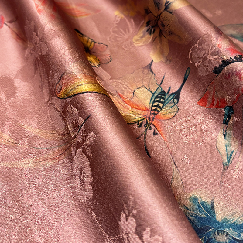 Butterfly Lily Fragrant Cloud Gauze Fabric National Style New Chinese Style Cheongsam Han Dynasty Dress Clothing Fabric Factory Direct Sales