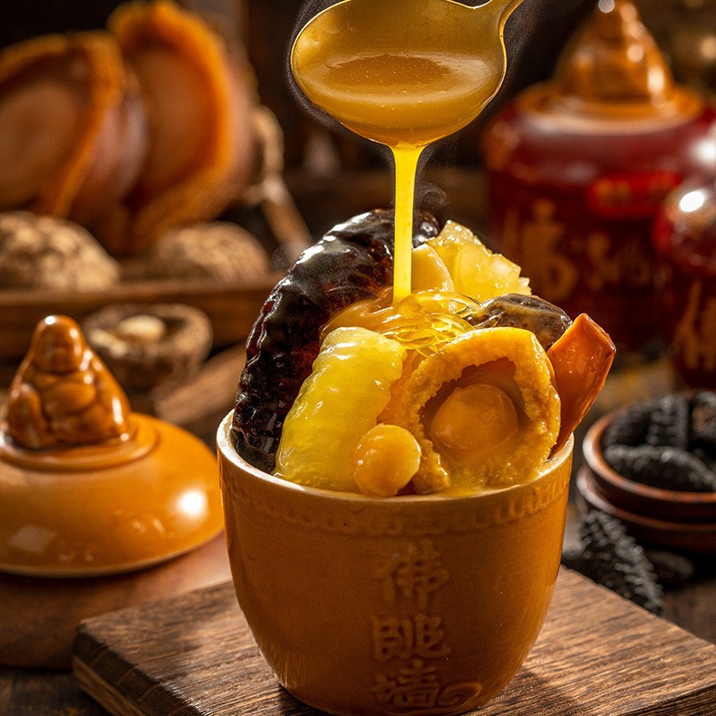 Premium Golden Soup Buddha's Leap Gift Box 6 Cans Ready-To-Eat Sea Cucumber and Abalone Meal Pack Pre-Made Dish Mid-Autumn Festival Gift