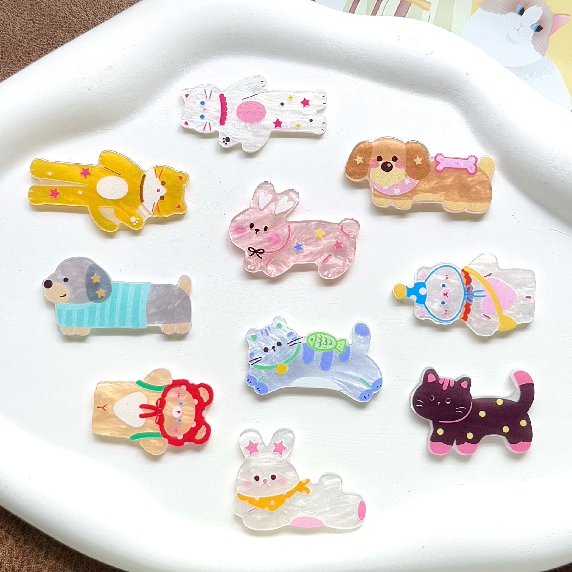 Акриловые милые мультяшные аксессуары с водным узором, DIY декор для мобильного телефона