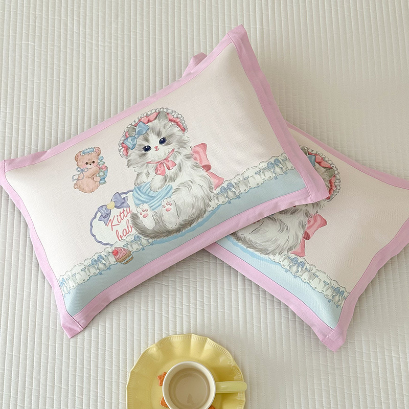 Summer mat pillowcase summer cartoon 40x 60 single ice silk children pillowcase 30x 50 kindergarten pillow wholesale