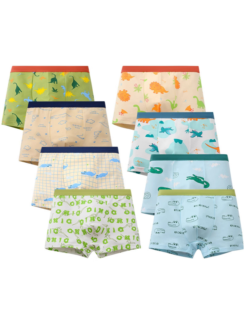 Боксёры для мальчиков из молочного шелка с принтом, четырёхугольные, для средних и больших мальчиков