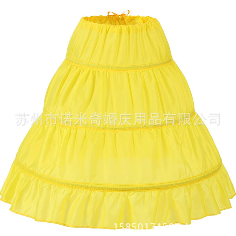 Wholesale Three Steel Yarn-Free Children's Wedding Dress Violent Bustle Flower Girl Dance Wine Gauze Village Skirt Wedding Dress Bustle