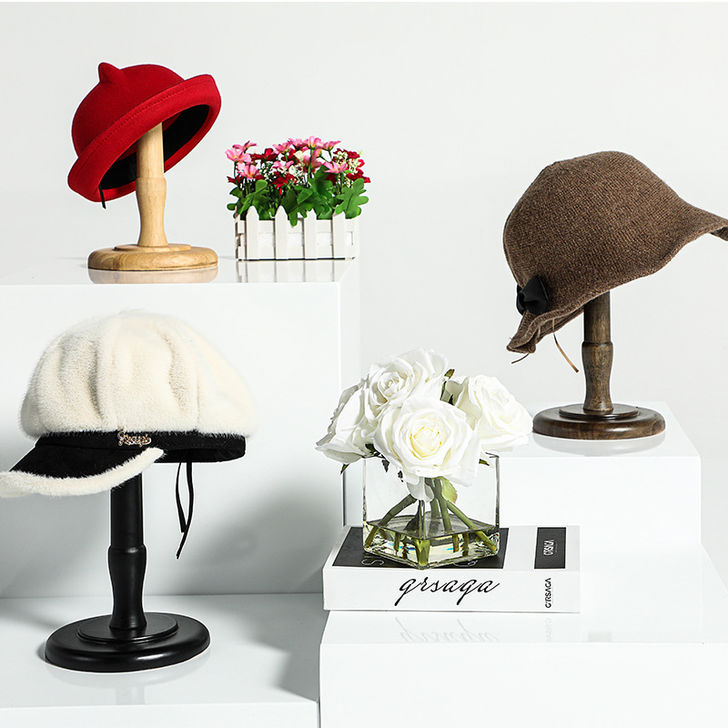 Vintage Hat Rack Hat Holder Solid Wood Desktop Clothing Store Hat Display Rack Hat Brace Display Props Wig Storage