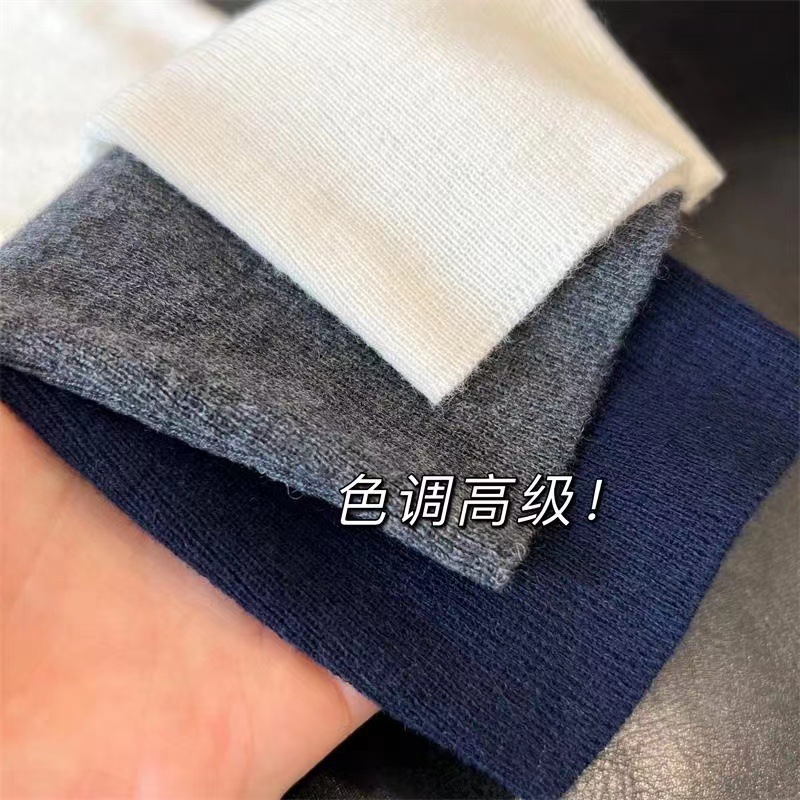 Lapel POLO2023 autumn new plus size women's long sleeve knitted wool base shirt solid color outside take a batch of a generation of hair