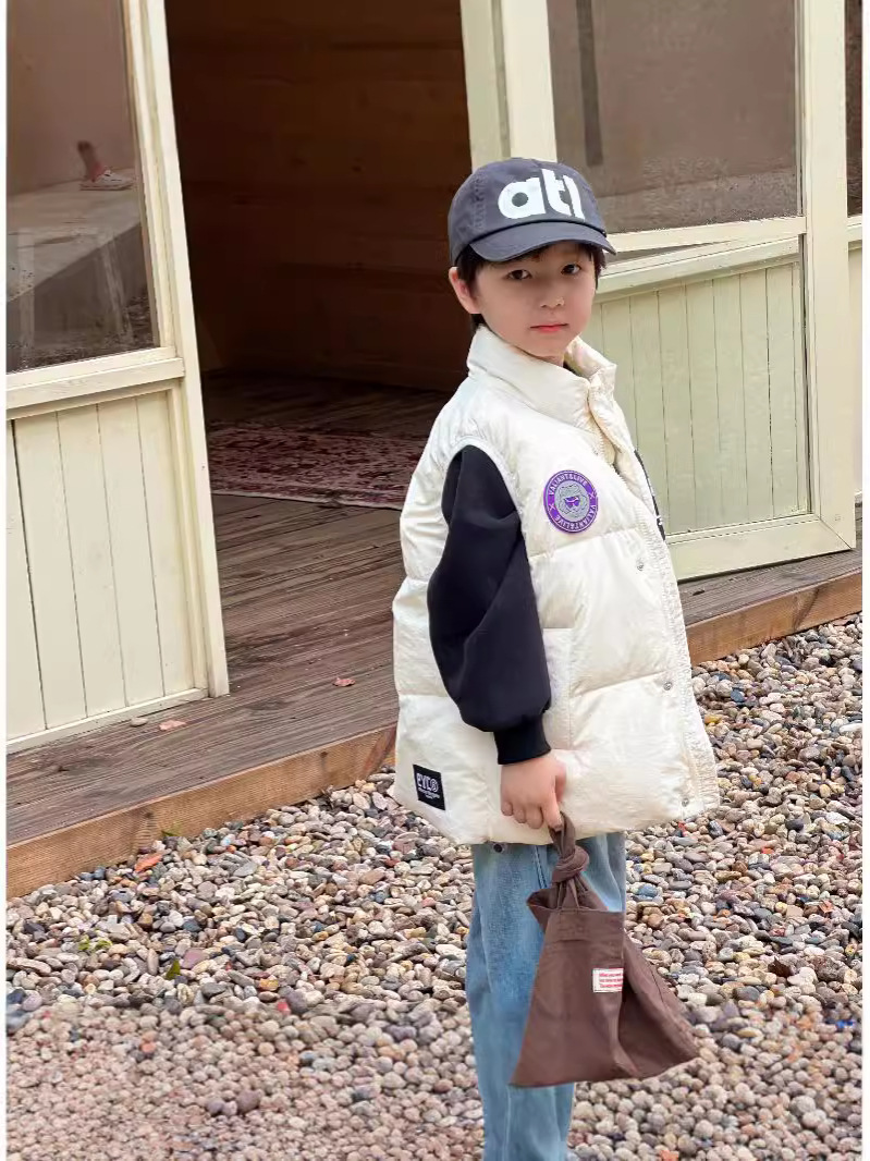 Children's Down Vest for Boys and Girls Large, Small and Medium-sized Children's 2024 New Western Style Waistcoat Outer Wearing Coat Winter