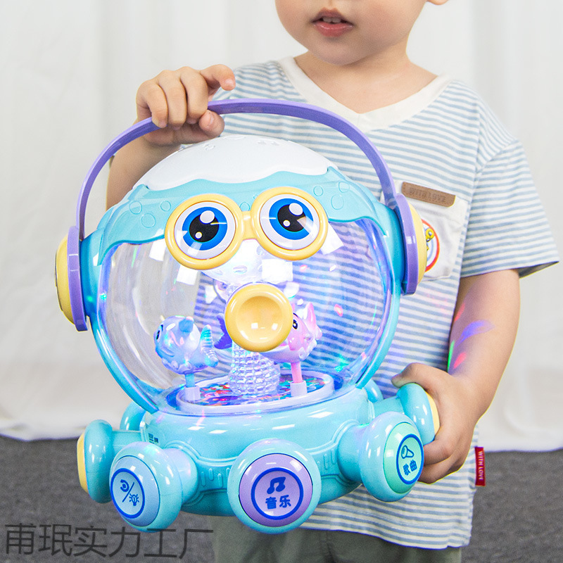 Игрушка для младенцев, музыкальный хлопковый барабан для 1 года, раннее образование, осьминог, карусель, перезаряжаемый