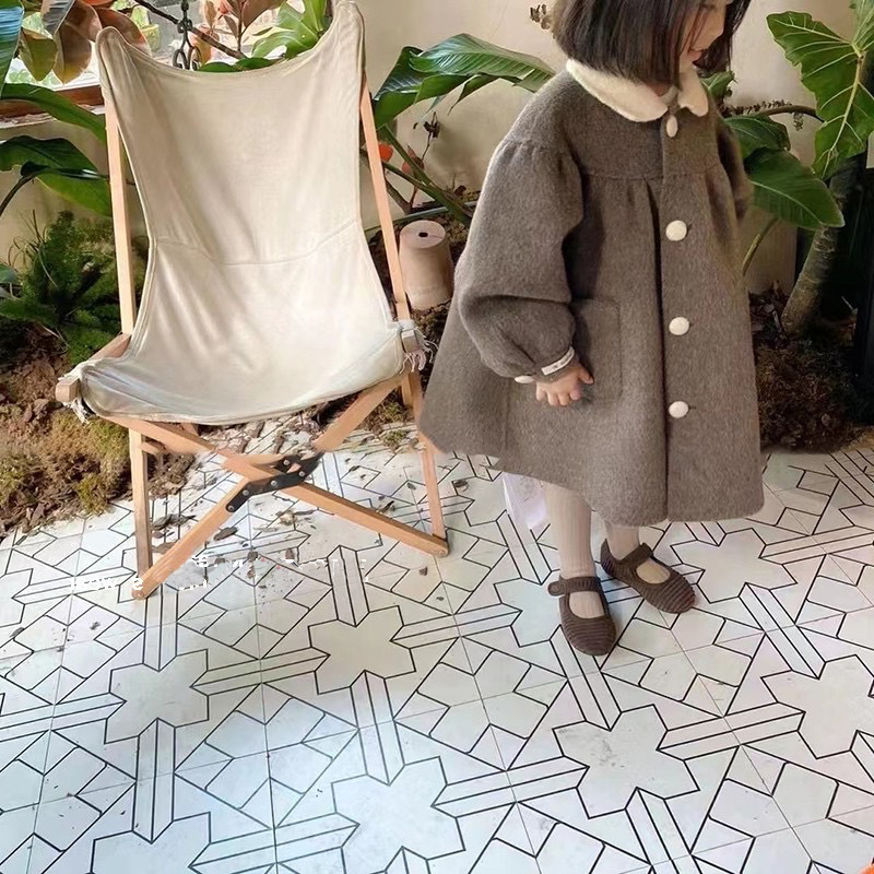 Girls' woolen coat winter New Korean style western style doll collar mid-length coat for children