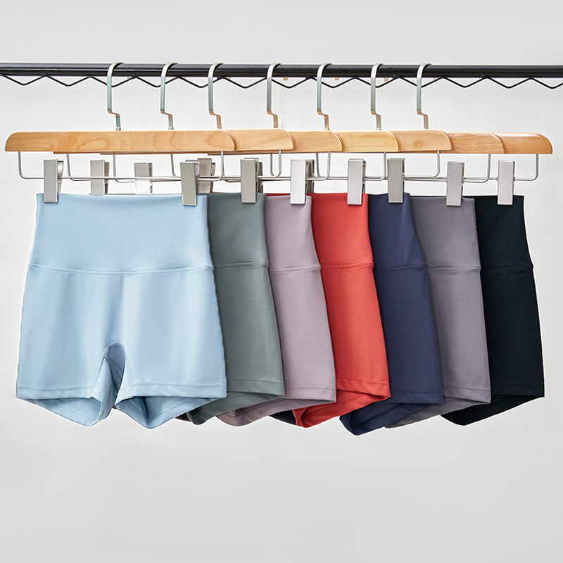 2025 New No T Line Three-point Pants Yoga Pants Women's European and American High Waist Hip Peach Sports Shorts Fitness Hot Pants