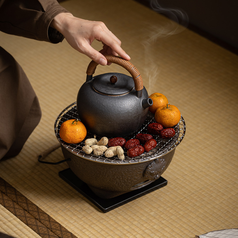 Boiling Tea Around Stove Antique Crude Pottery Tea Ceremony Kung Fu Tea Maker Tea Stove Heating Stove Outdoor Camping Barbecue Charcoal Stove Basin