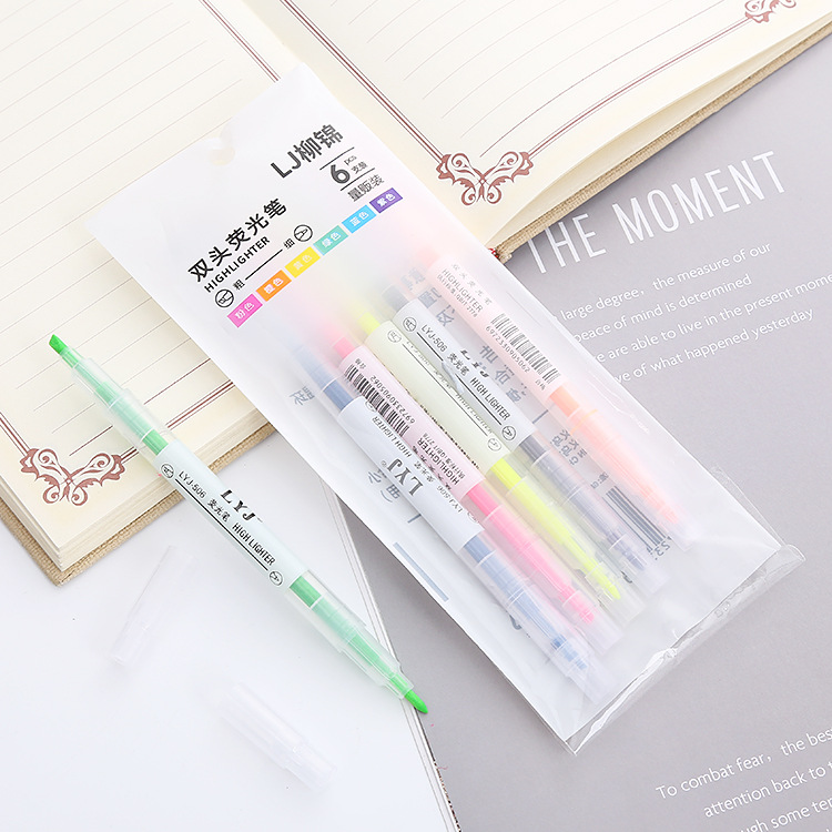 Color Double Head Highlighter Double Head Marker Marker Student Graffiti Hand Account Pen Slant Head Watercolor Pen