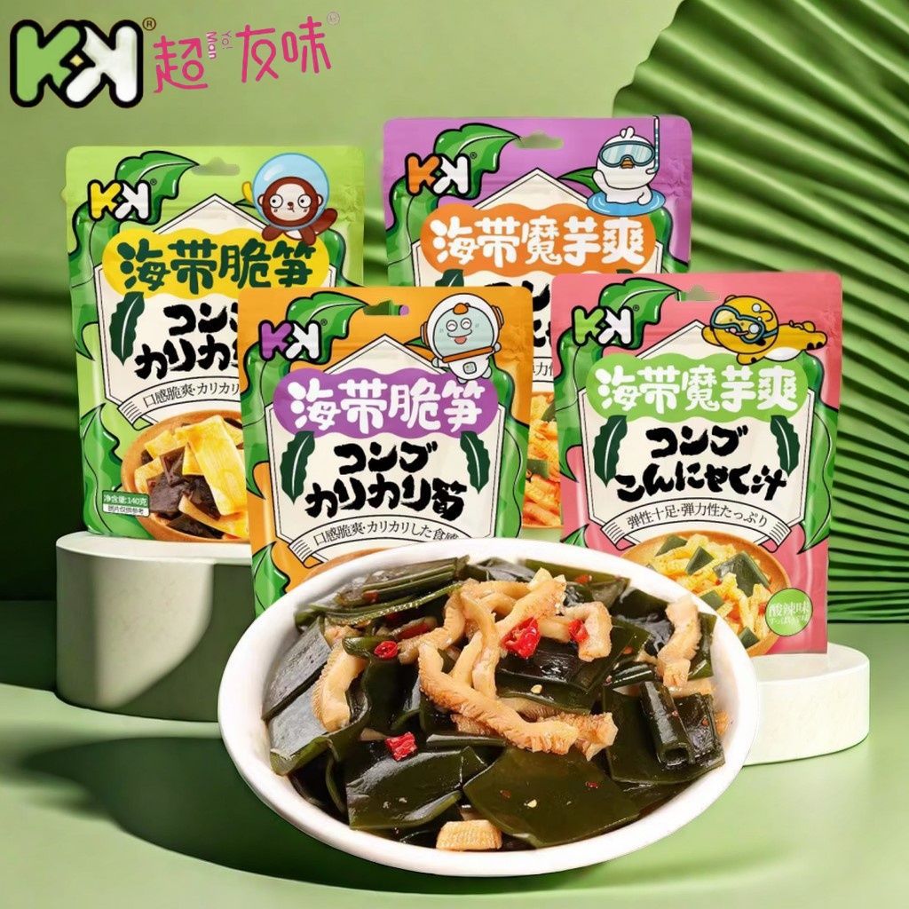 Супер дружелюбные хрустящие водоросли конжак с острыми кислым бамбуковыми побегами закуски