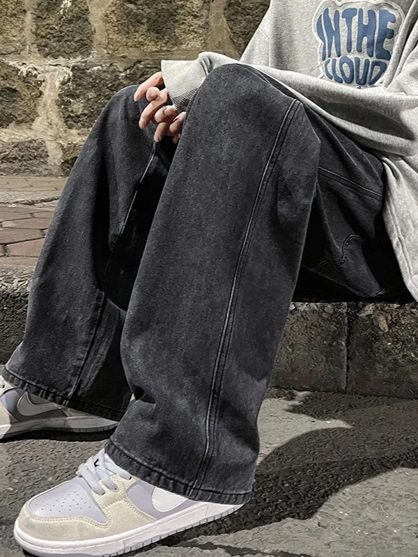 Design Sense Jeans Men's 2024 New Straight Loose American High Street Pants Spring and Autumn Fashion Brand oversize