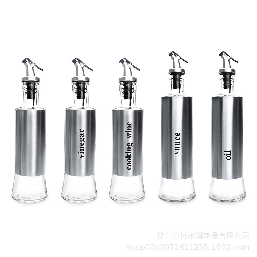 Wholesale Oil Storage Stainless Steel Glass Oil Pot, Non-Stick Sauce Vinegar Oil Bottle, Household Kitchen Supplies Seasoning Bottle