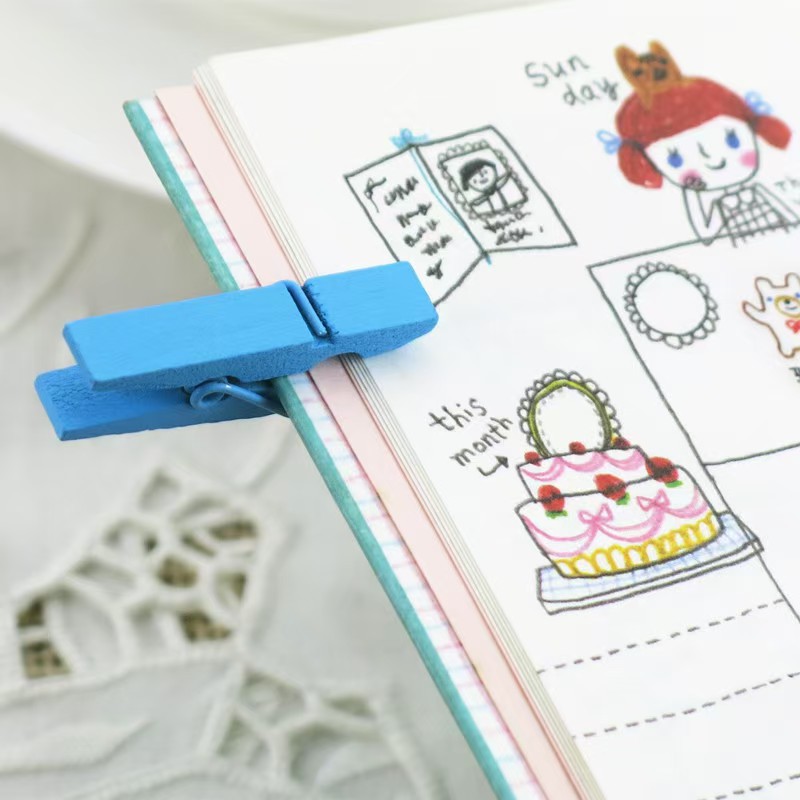 Color wooden clip photo clip home decoration storage clip kindergarten children DIY handmade accessories solid wood clip