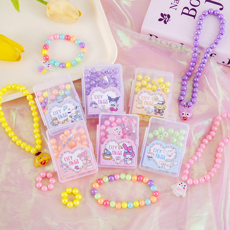 DIY beaded handmade homemade summer cartoon color love bracelet material bag beads girl gift box