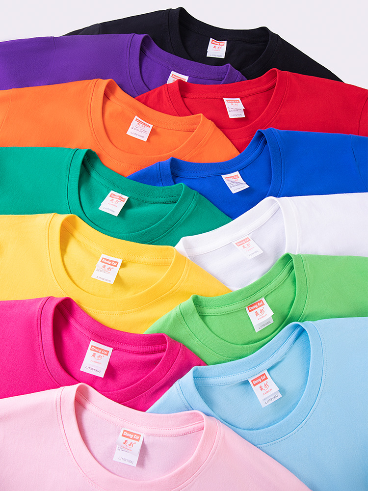Candy-colored cotton short-sleeved T-shirt men's and women's cultural shirt advertising shirt class clothes group work clothes half-sleeve custom LOGO
