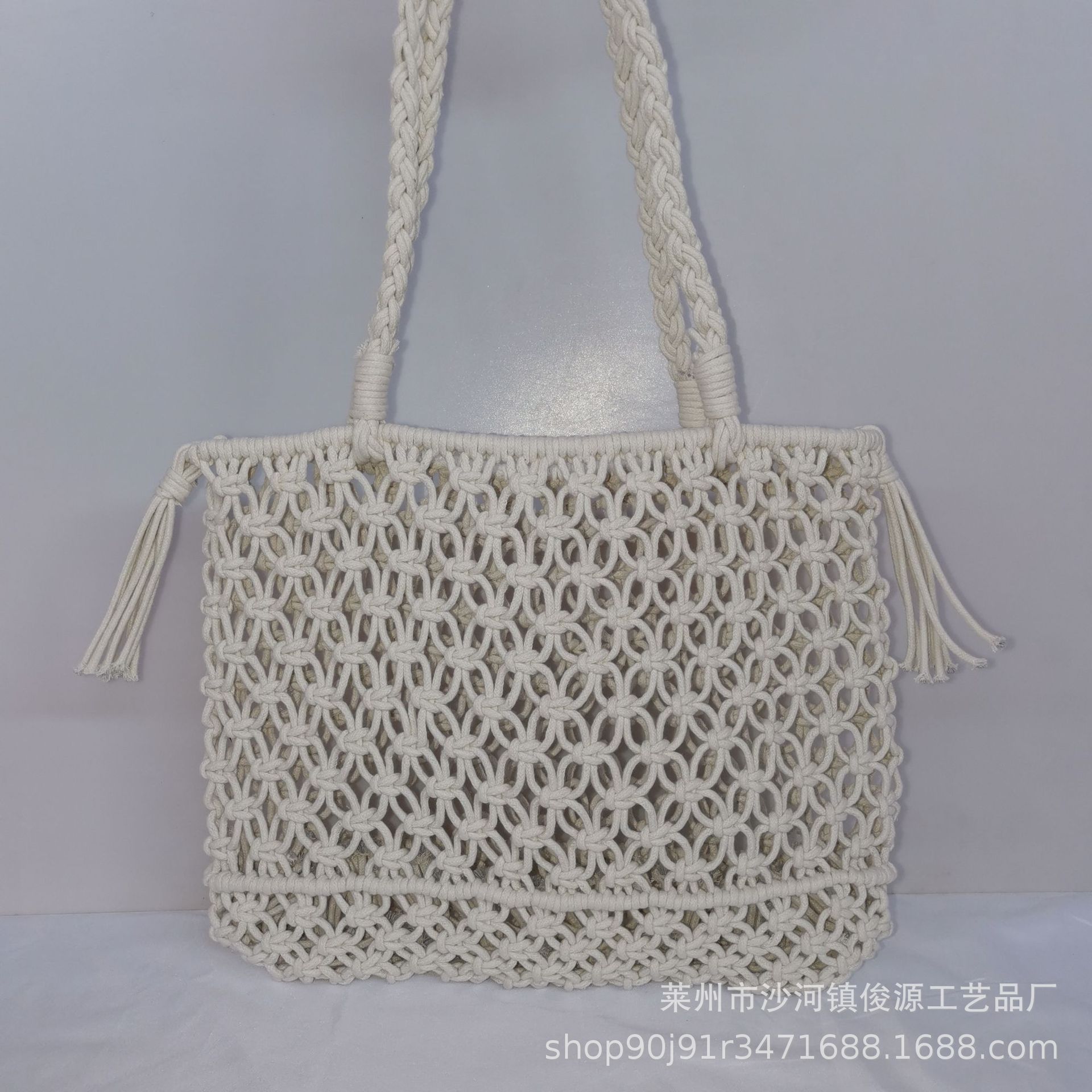 Новая сумка из хлопкового каната с сеткой, с кисточками, повседневная соломенная сумка