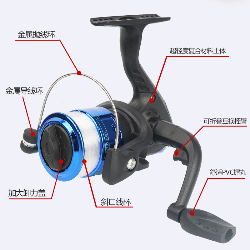 NABE Cross-border Explosions 200 Type Spinning Wheel Luya Pulley Spinning Wheel with 3.0PE Line Luya Fishing Wheel