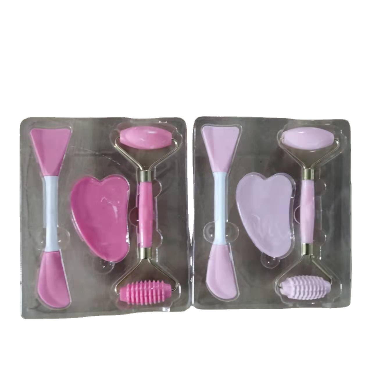 Resin roller jade massage stick scraping board mask brush three-piece set hand-held roller stick jade massage stick