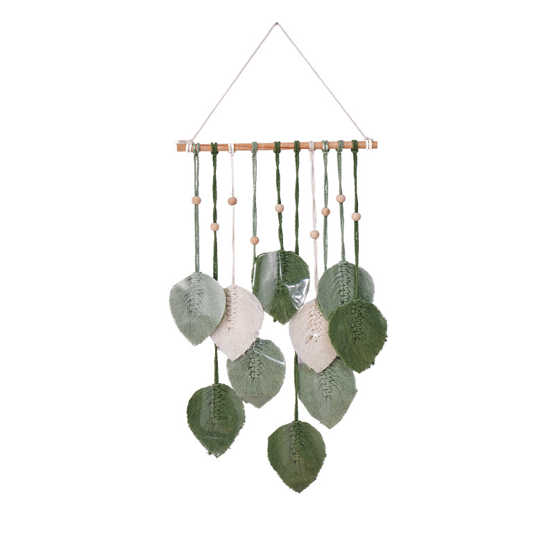Bohemian Cotton Rope Leaf Tapestry Hand-Woven Nordic Style Home Wall Decoration Room Wall Hanging
