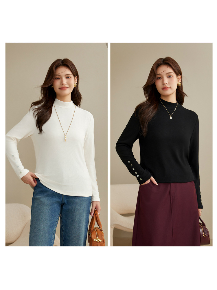 [Soft and skin-friendly semi-high collar] slim plus size women's clothing slim-fit slimming base sweater chubby girl winter new