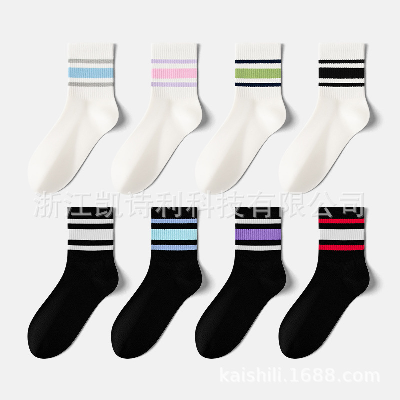 Индивидуальные носки для женщин, осенние и зимние, средней длины, классические полосатые, антибактериальные, впитывающие влагу
