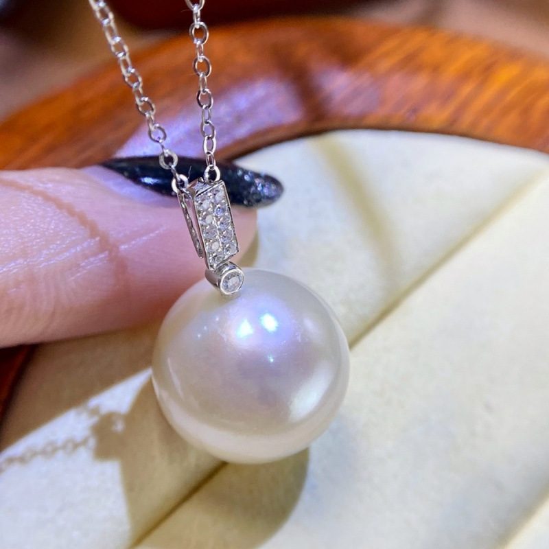 G18K Thick Gold No Matter Brand Freshwater Pearl Pendant 13-14mm Edison Freshwater Pearl