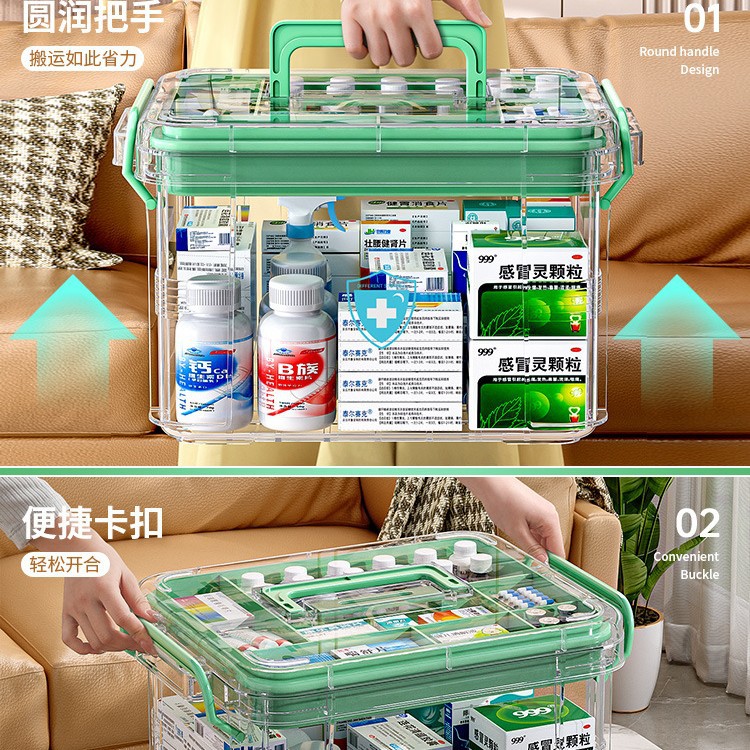 Multi-layer Medicine Box Household Medicine Box Large Capacity Medicine Storage Box Transparent Large Medical Emergency Medicine Box