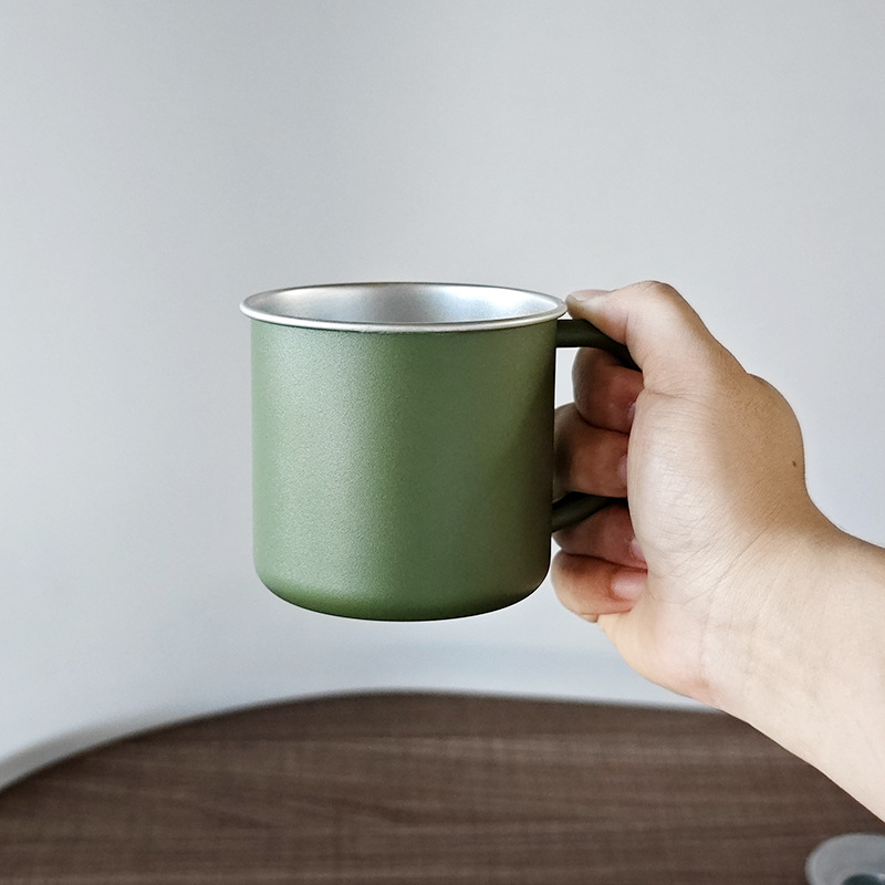 Cross-Border Stainless Steel Coffee Cup 304 Double Steel Tea Cup with Handle Thermos Cup Vacuum Portable Mug with Logo Printed on It