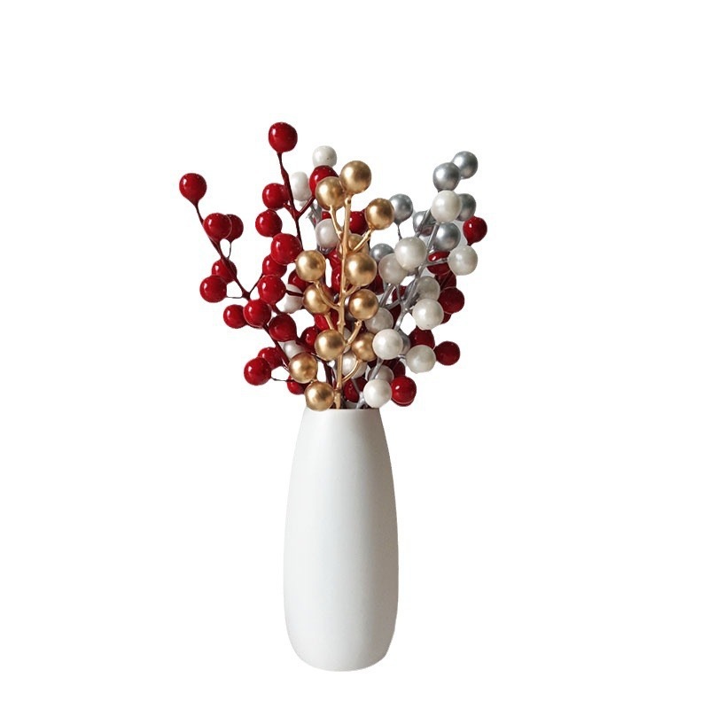 Artificial Red Fruit Fortune Fruit 7 Fruits 14 Fruits 30 Fruits Berry Cuttings Christmas Decoration Golden Fruit Silver Fruit Holly Fruit