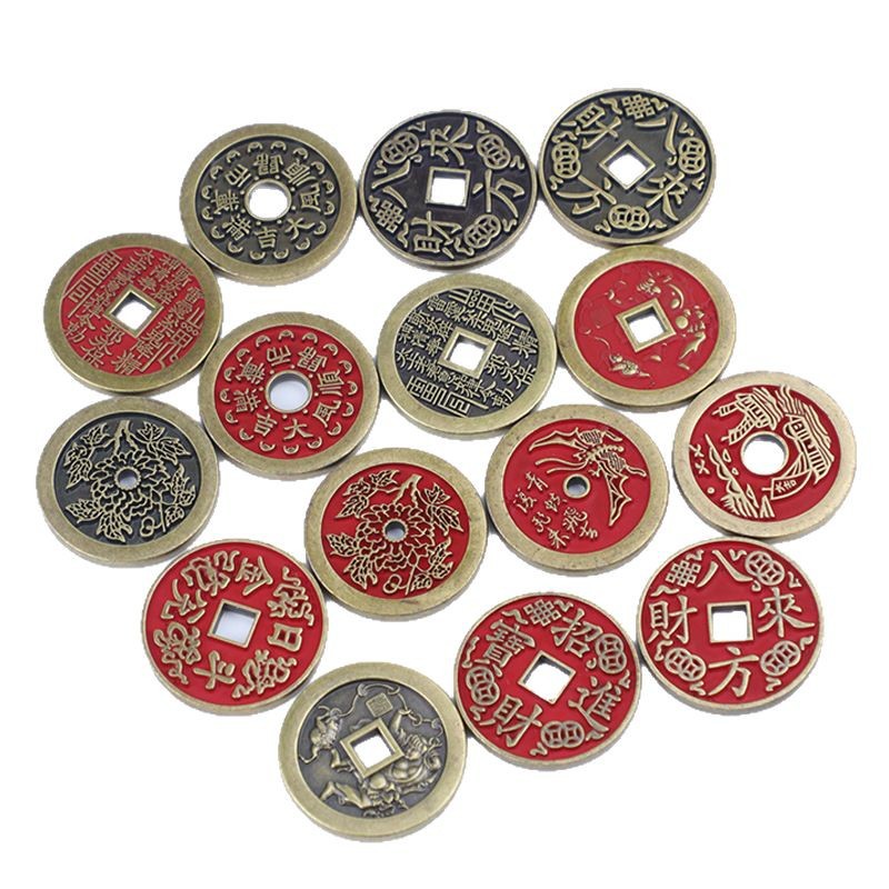 Shunxin mountain ghost spend money cinnabar do old mountain ghost copper pendant antique coin keychain pendant factory wholesale