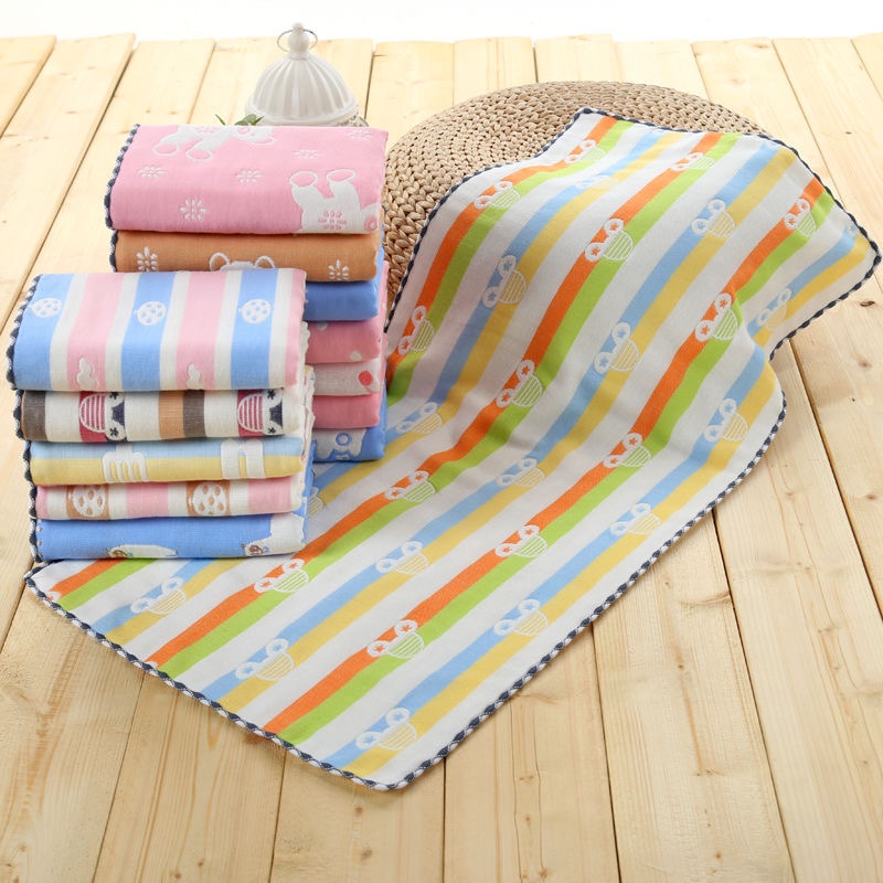 Six-layer gauze cotton towel children's cartoon children's towel wash face small towel soft absorbent baby saliva towel square towel