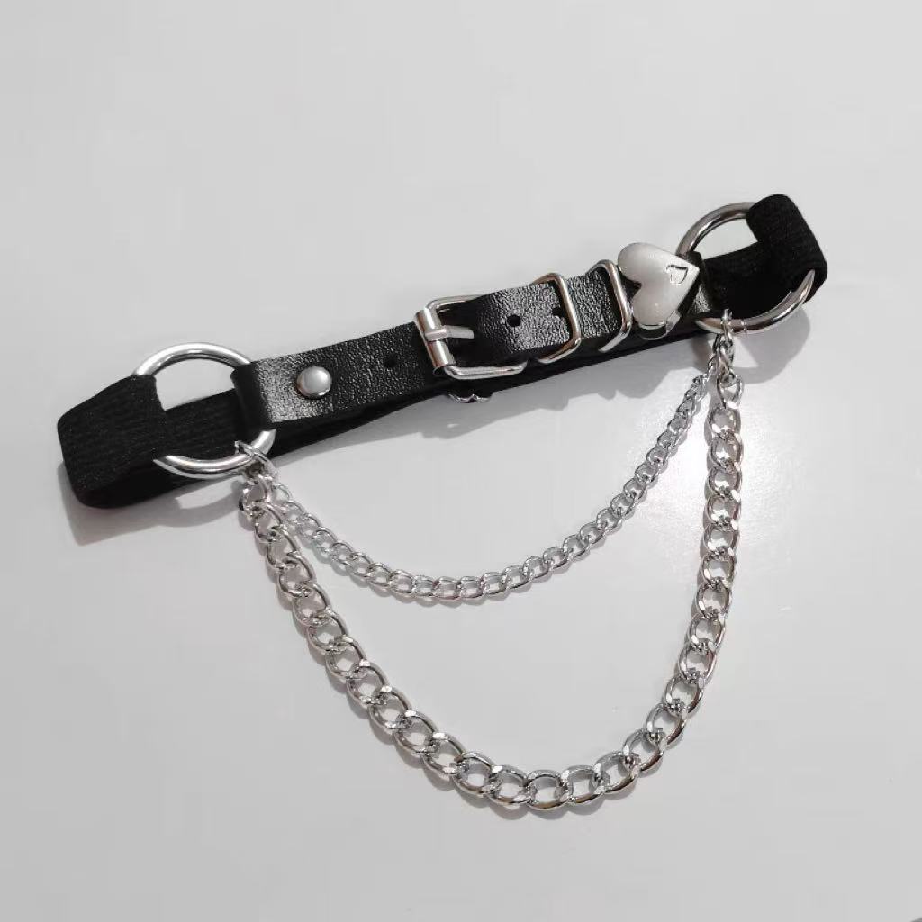 Factory direct European and American punk gothic pu leather irregular love chain elastic leg ring leg belt leg chain